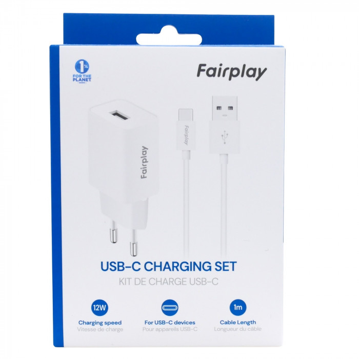 Fairplay - Pack Senecio chargeur 12W USB-A et câble USB-C